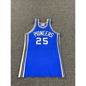 VINTAGE Spanjian Basketball Jersey Mens Sz XL Blue Pioneers USA Made Adult Sz 44